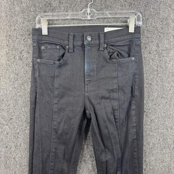 Rag & Bone Yuki Jeans Women's 26 Black Navy Coal Bar Skinny Stretch Slit - Picture 2 of 13